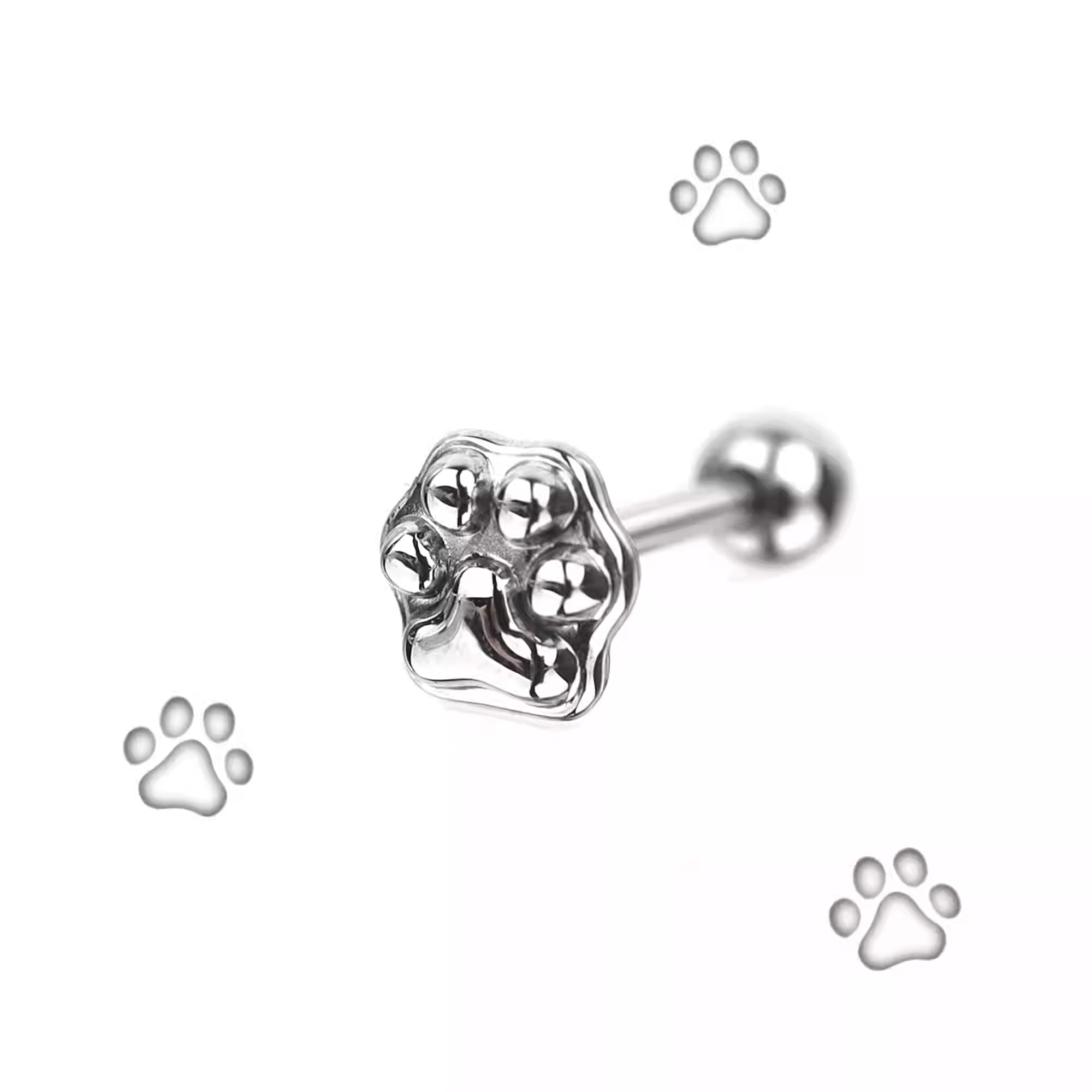 Kitty Paw Stainless Steel Tongue Stud