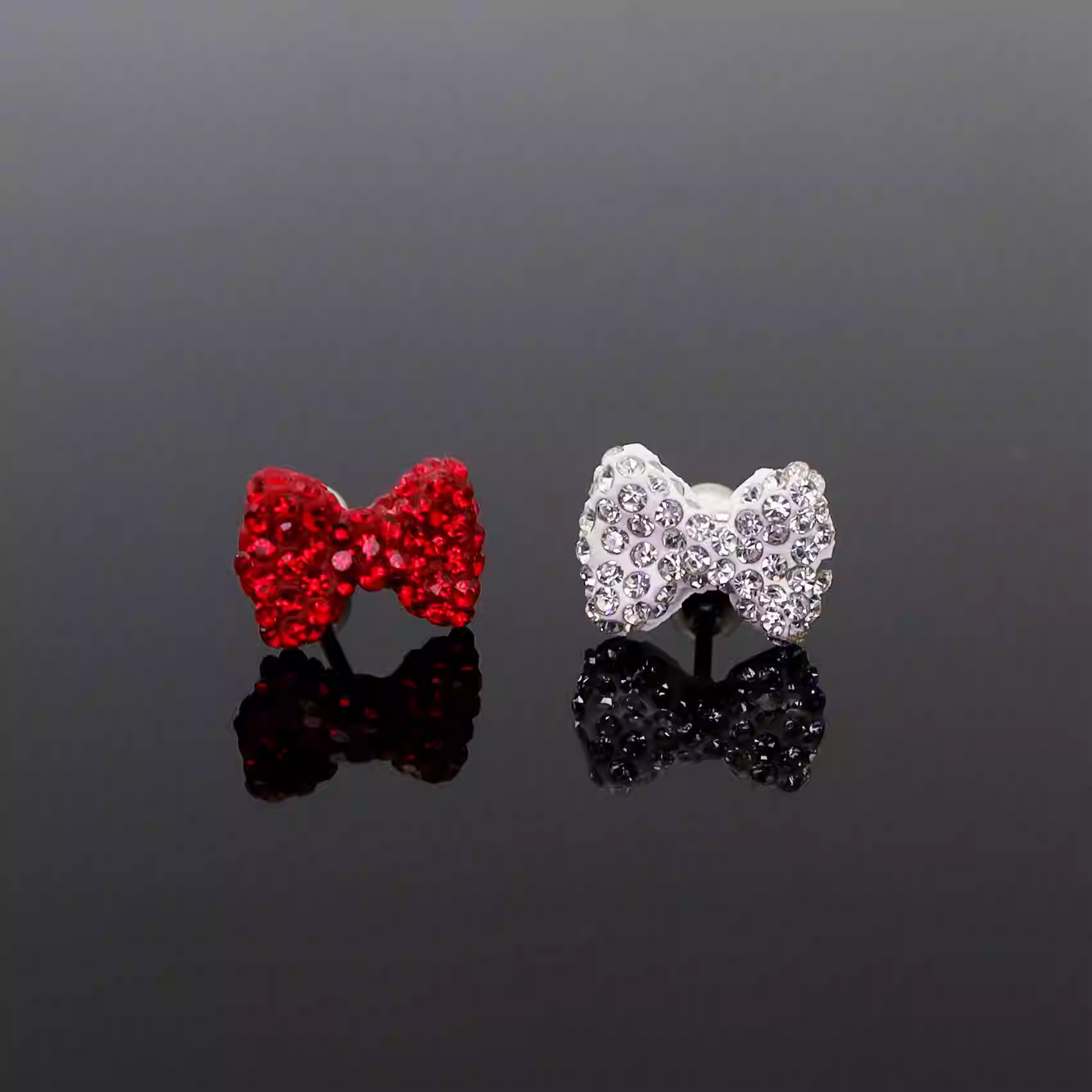 Christmas - High-Shine Full CZ Bow Tie Stainless Steel Ear Studs