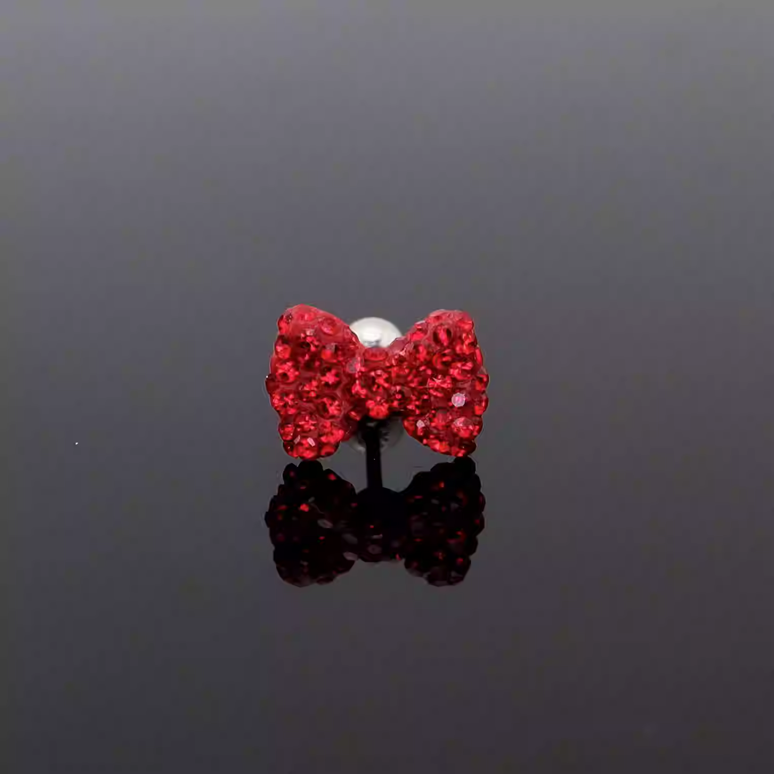 Christmas - High-Shine Full CZ Bow Tie Stainless Steel Ear Studs
