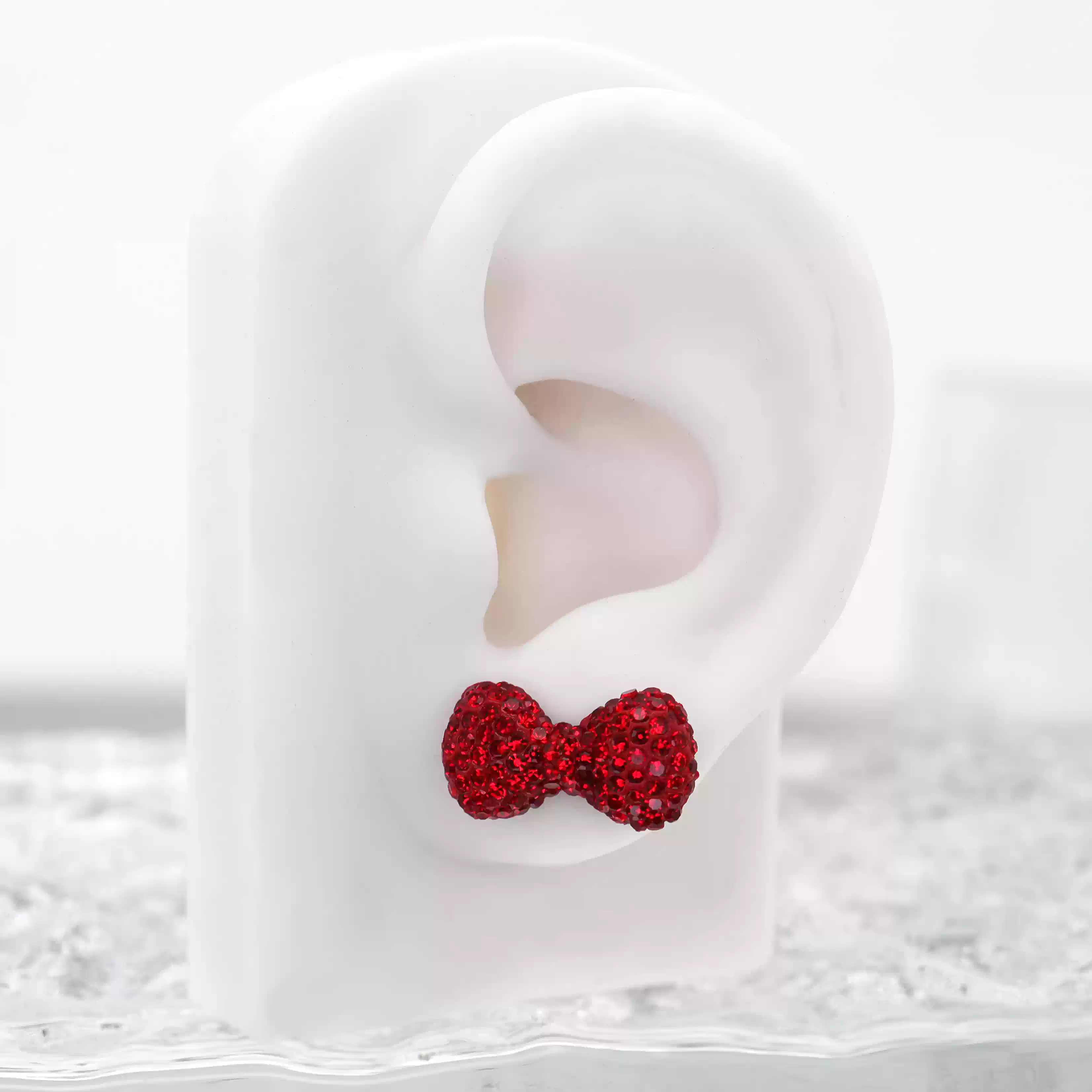 Christmas - Large Full CZ Bow Tie Stainless Steel Ear Studs