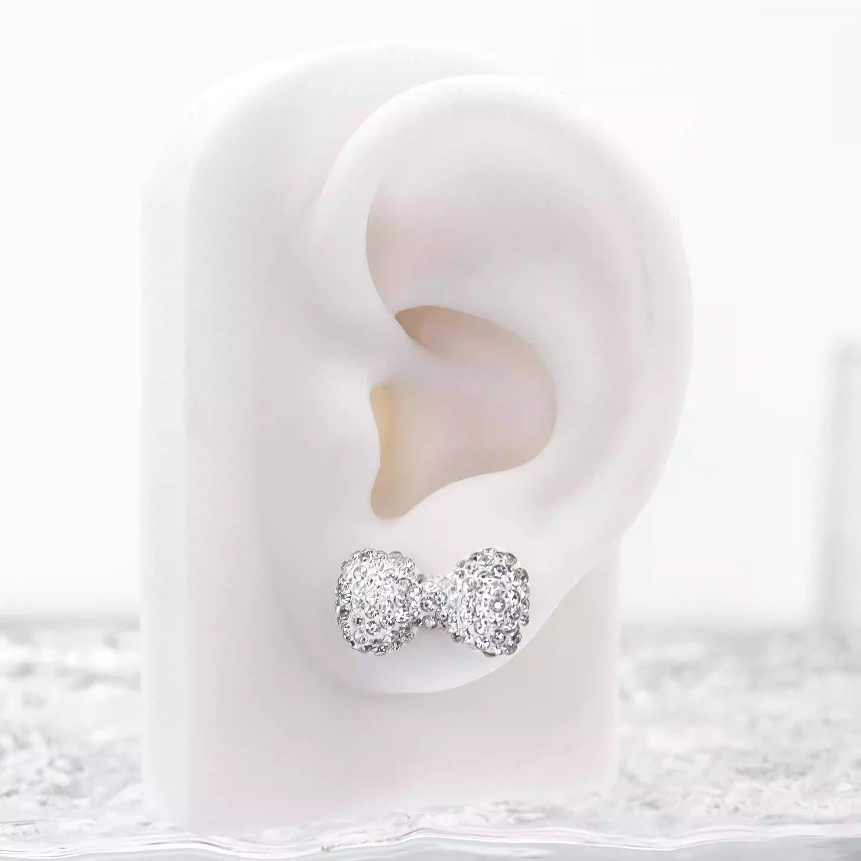 Christmas - Large Full CZ Bow Tie Stainless Steel Ear Studs