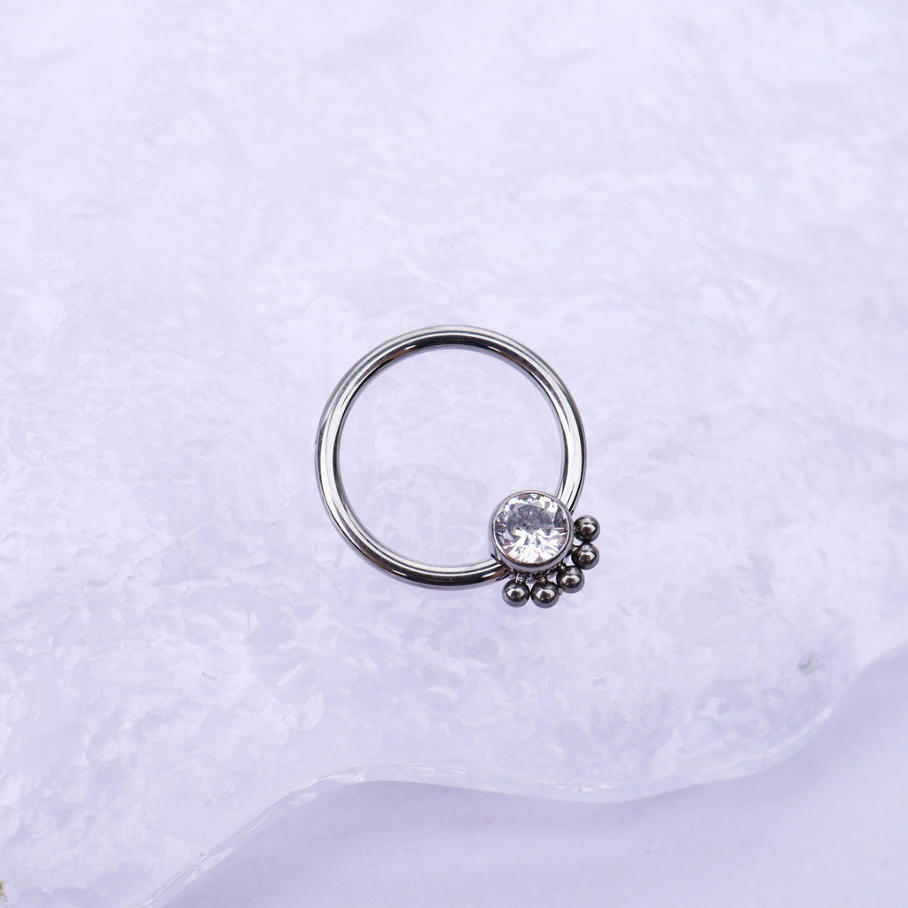 CZ Ball Closure  Titanium Ring