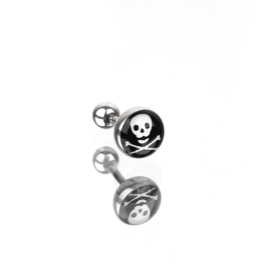 Resin Oil Slick Skull Stainless Steel Ear Ring