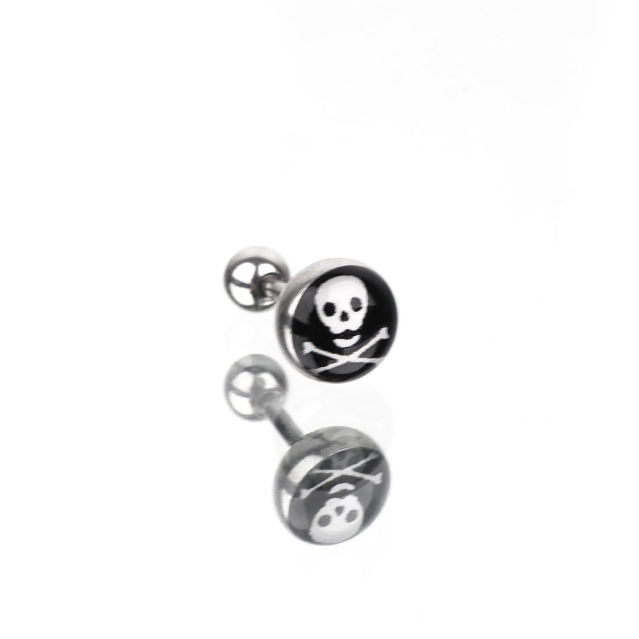 Resin Oil Slick Skull Stainless Steel Ear Ring