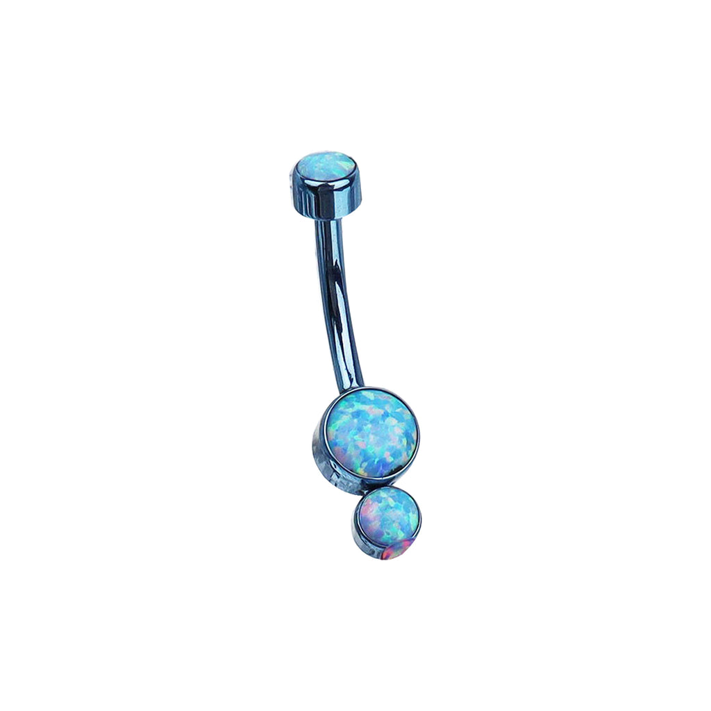 Double Opal internally threaded Titanium Belly Ring