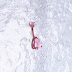 Teardrop CZ Internally Threaded Titanium Belly Ring