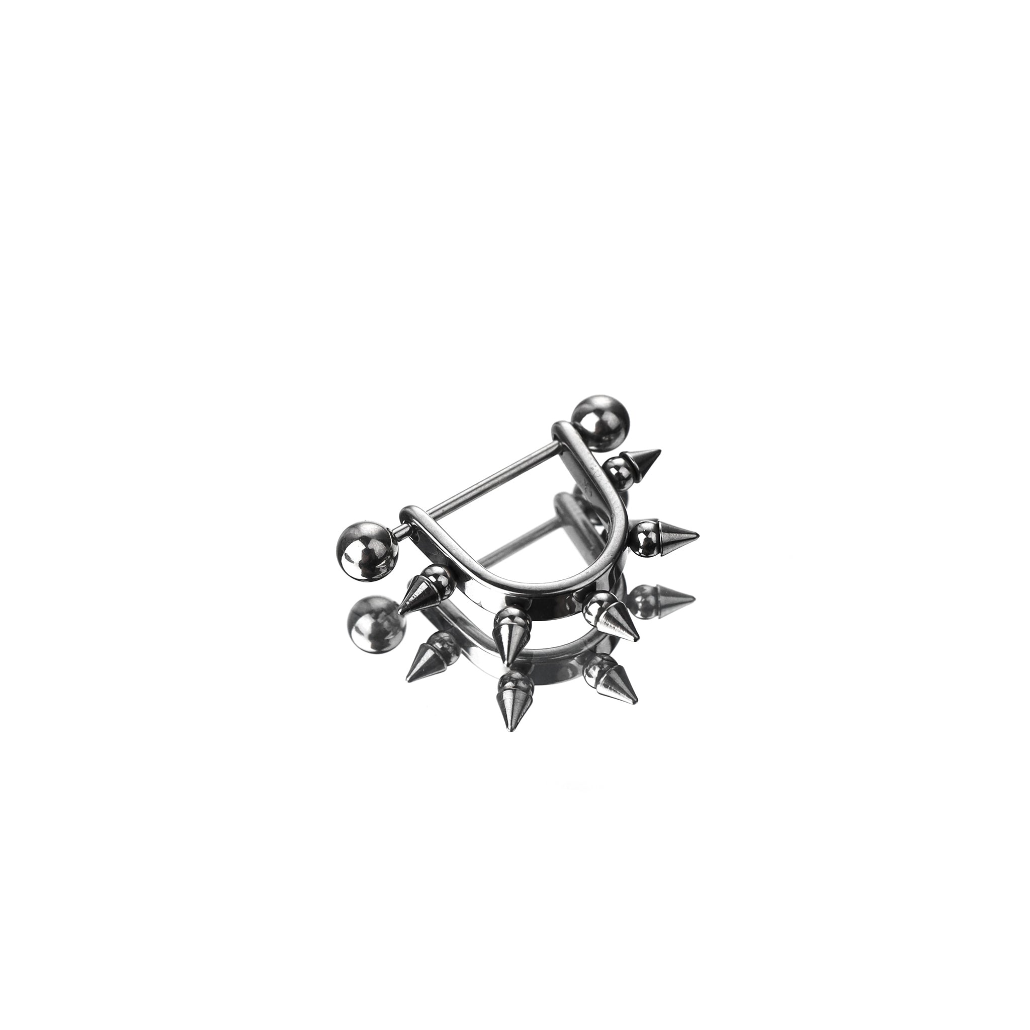 Black & White Spike Stainless Steel Nipple Rings
