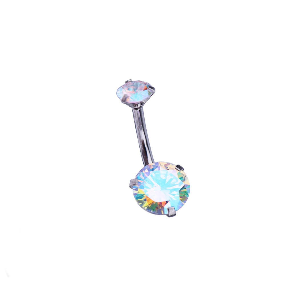 Round CZ Stainless Steel Belly Ring