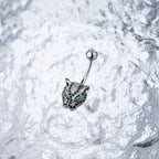 Leopard Head CZ S925 Sterling Silver Belly Ring