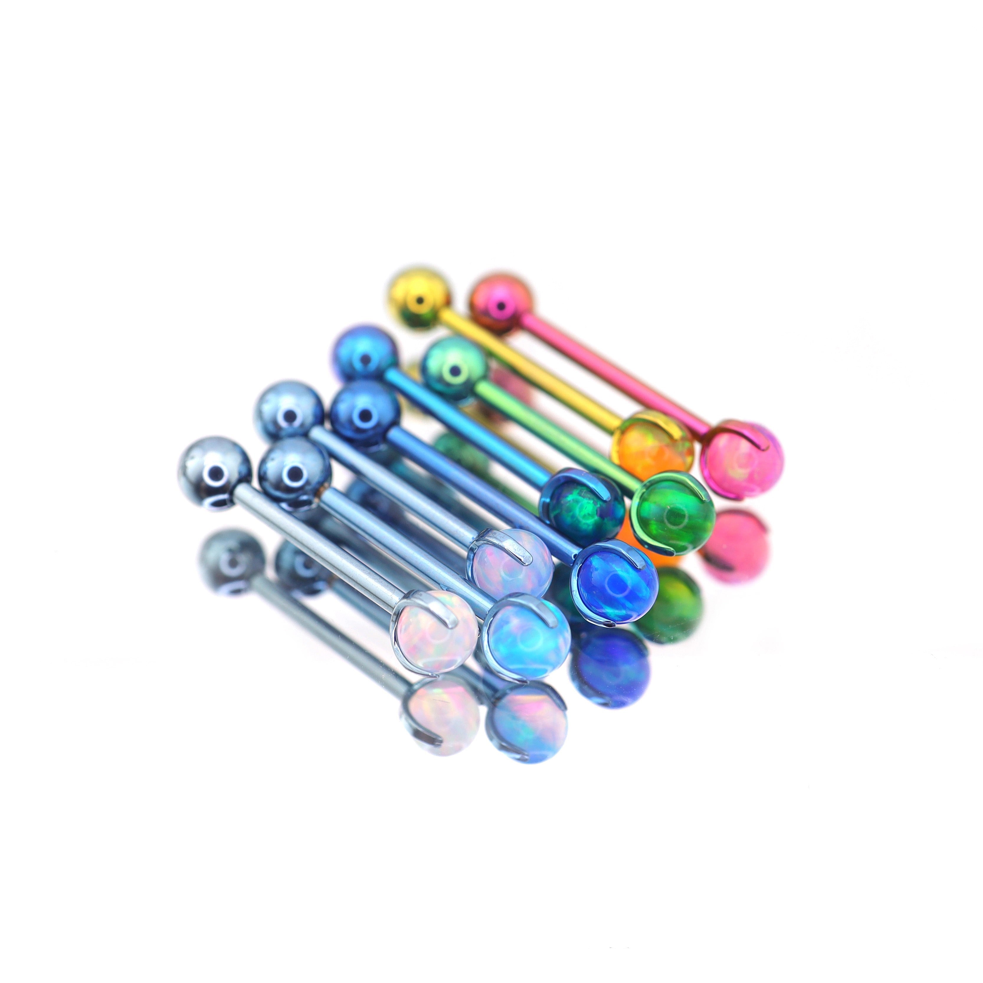 High Shine Opal Internally Threaded Titanium tongue stud