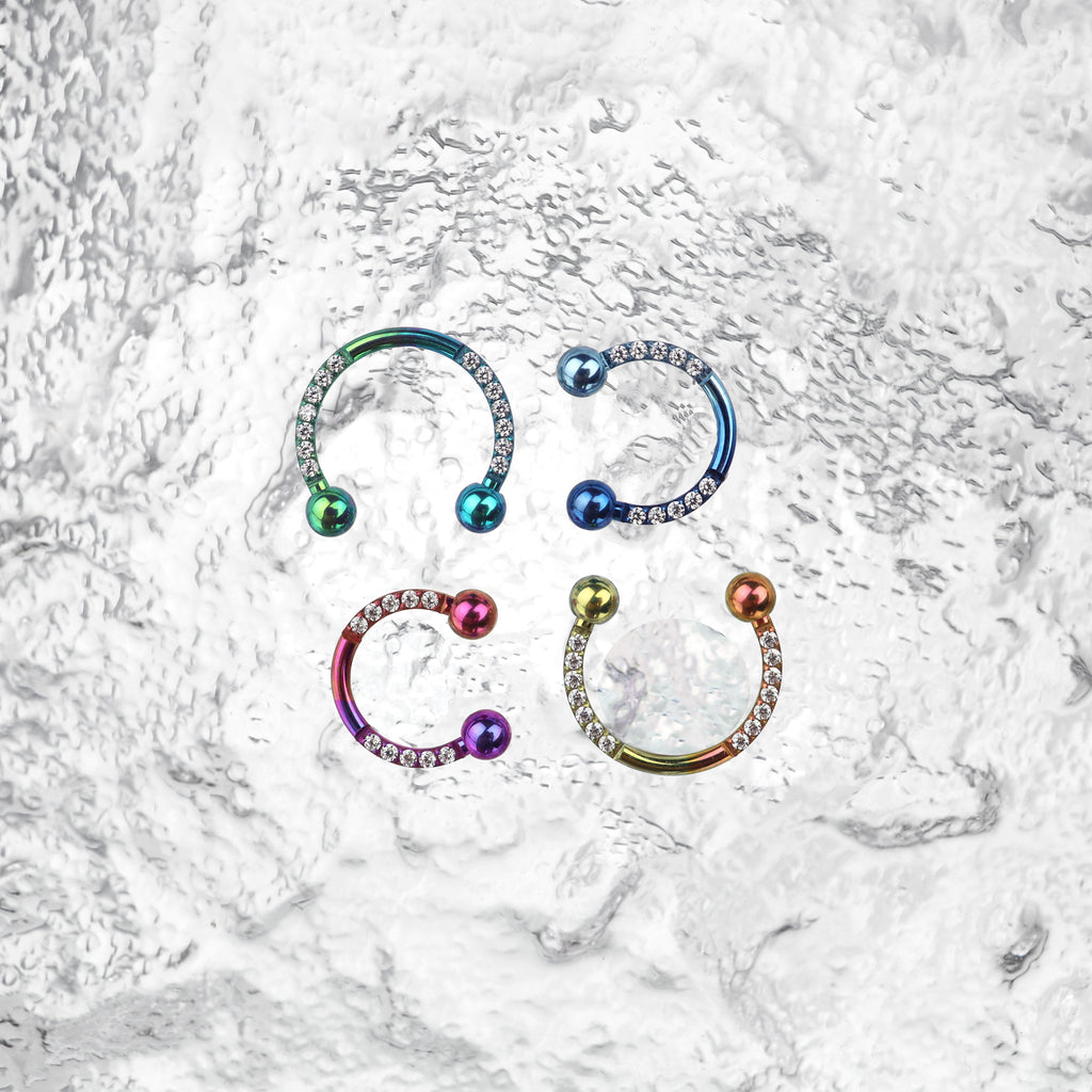 16G CZ Titanium Horseshoe Ring