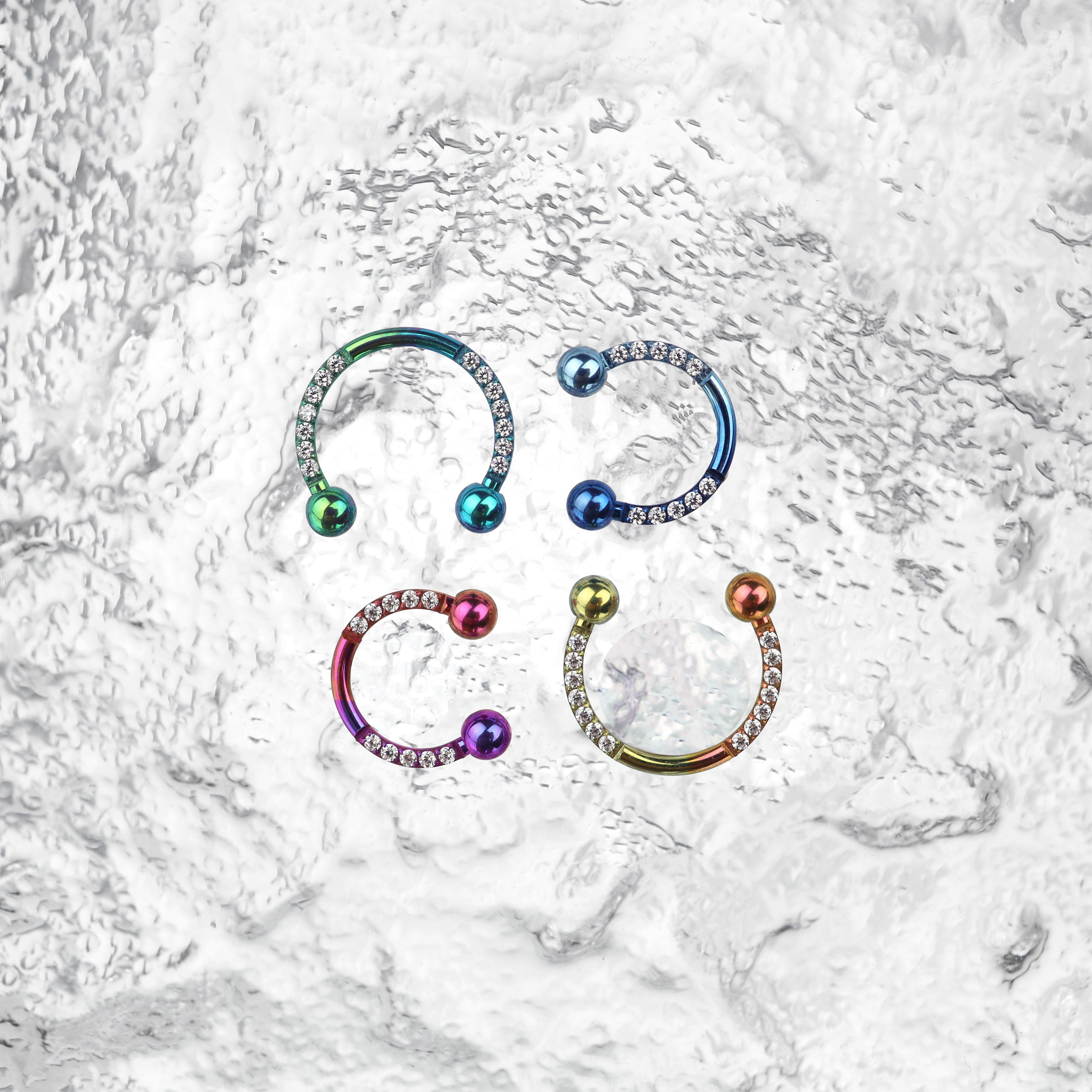 16G CZ Titanium Horseshoe Ring