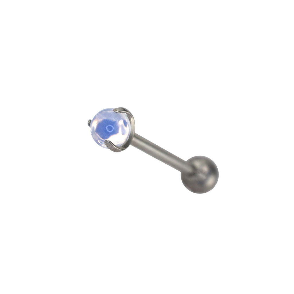 Blue & White Opal Titanium barbell stud