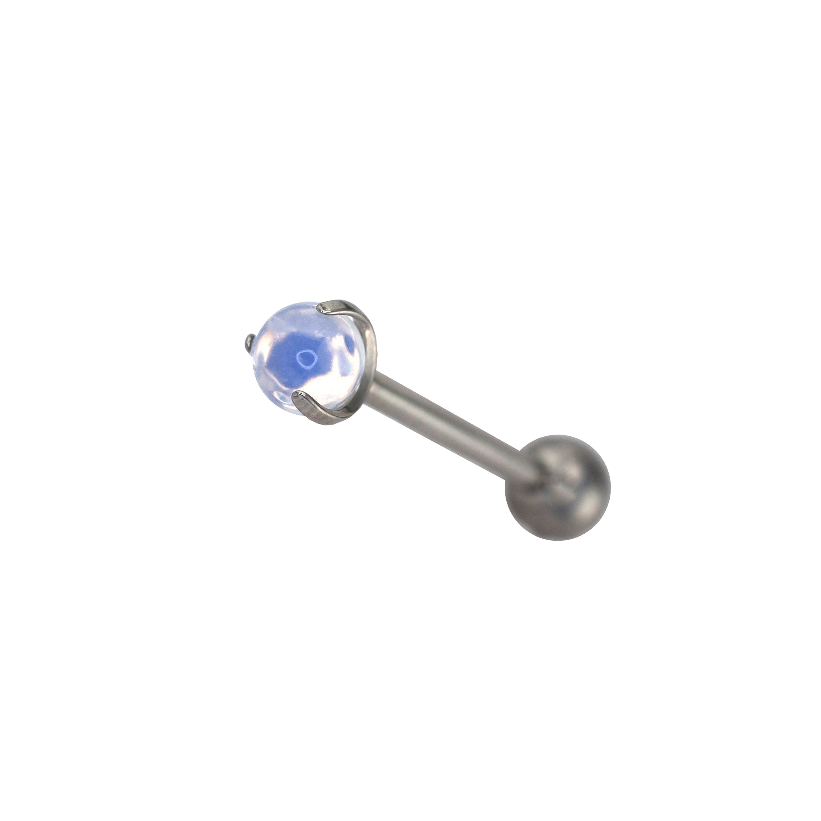Blue & White Opal Titanium barbell stud