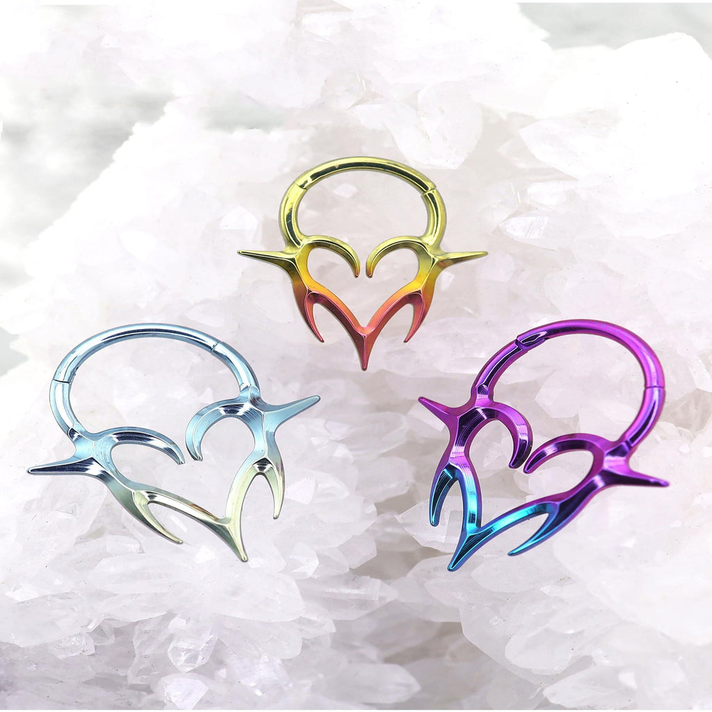 Heart-shaped Flame Segment Hoop