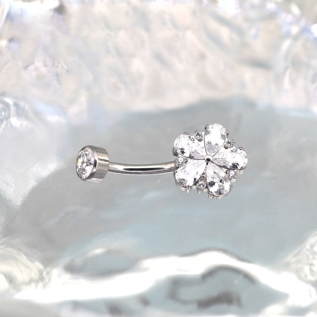 Cherry Blossom Titanium CZ Belly Ring