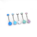 Round Opal Titanium Belly Ring