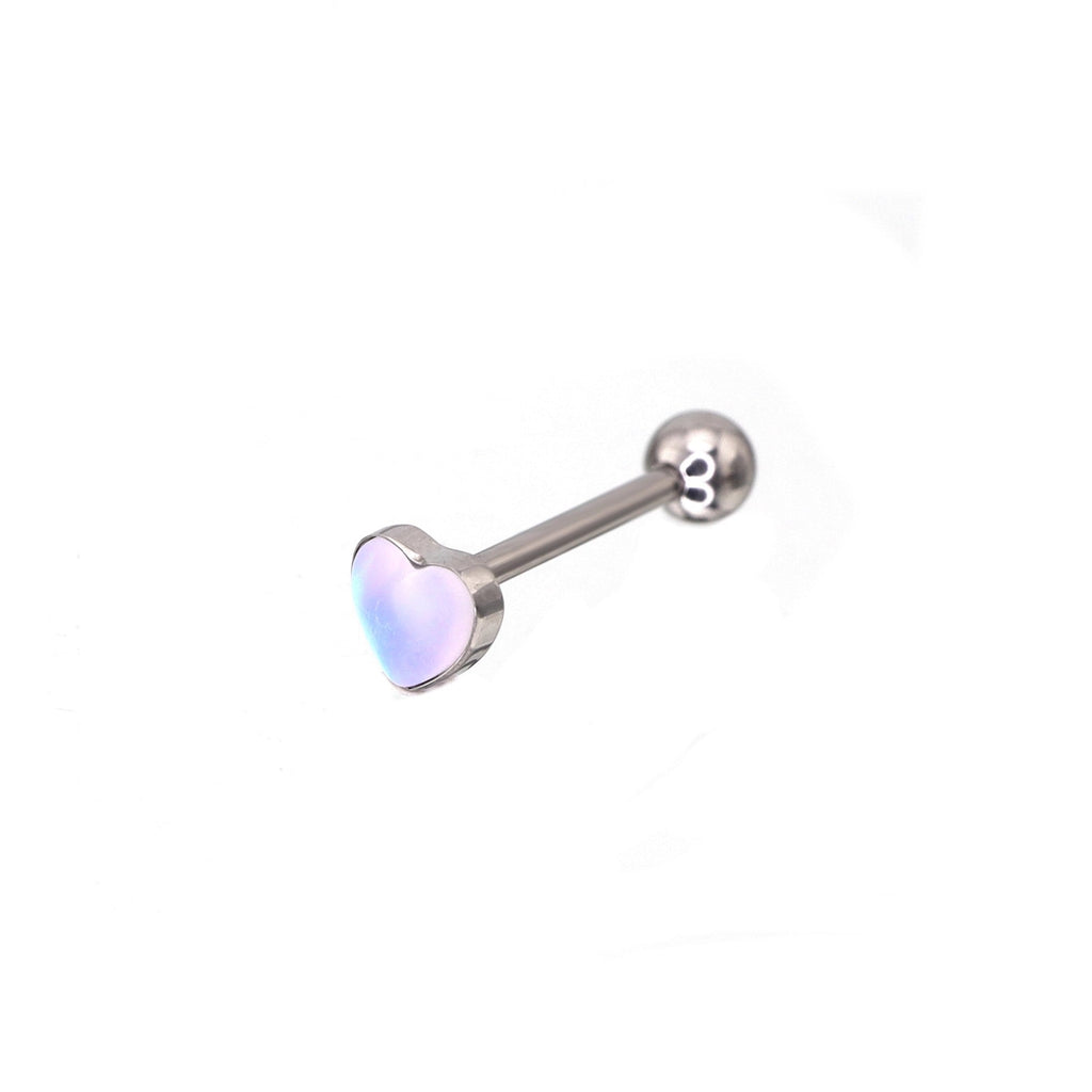 Heart-shaped moonstone Titanium tongue stud