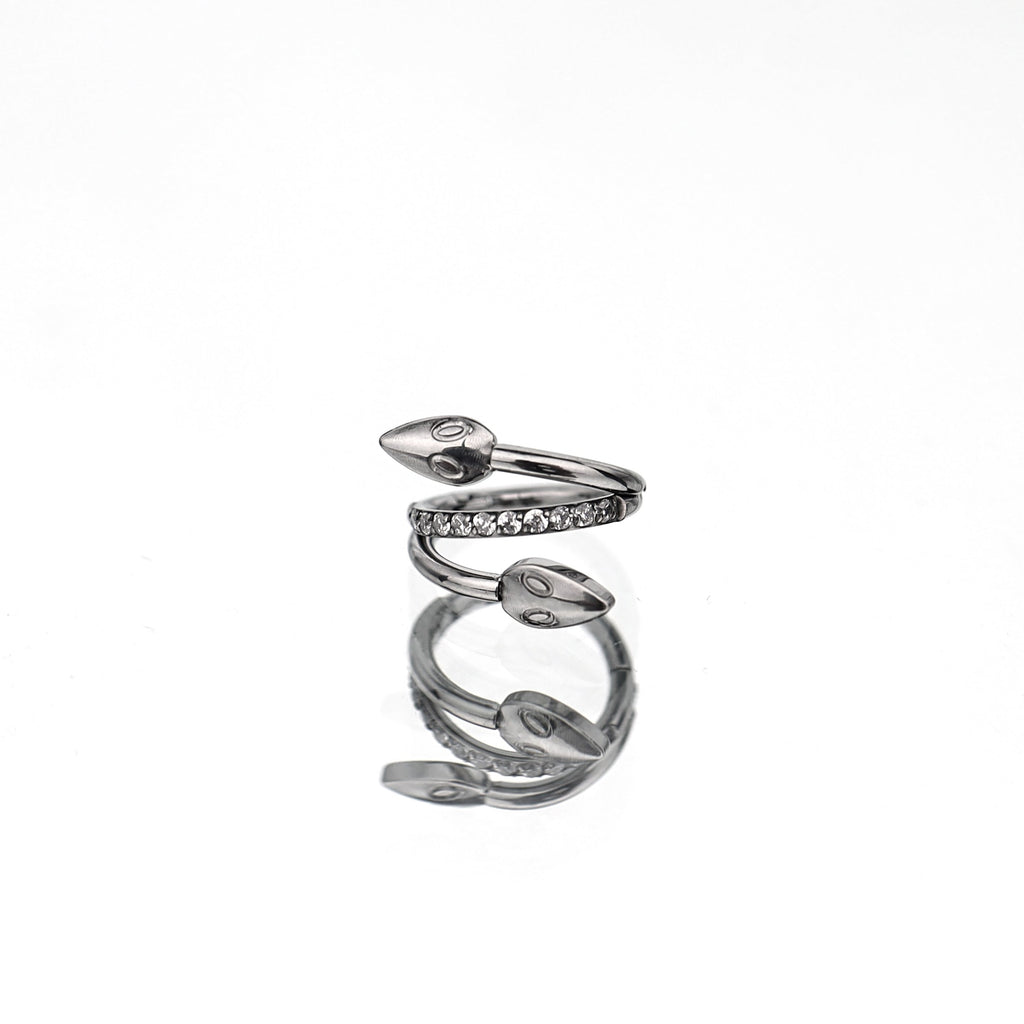 Double Head Snake Titanium Segment Hoop