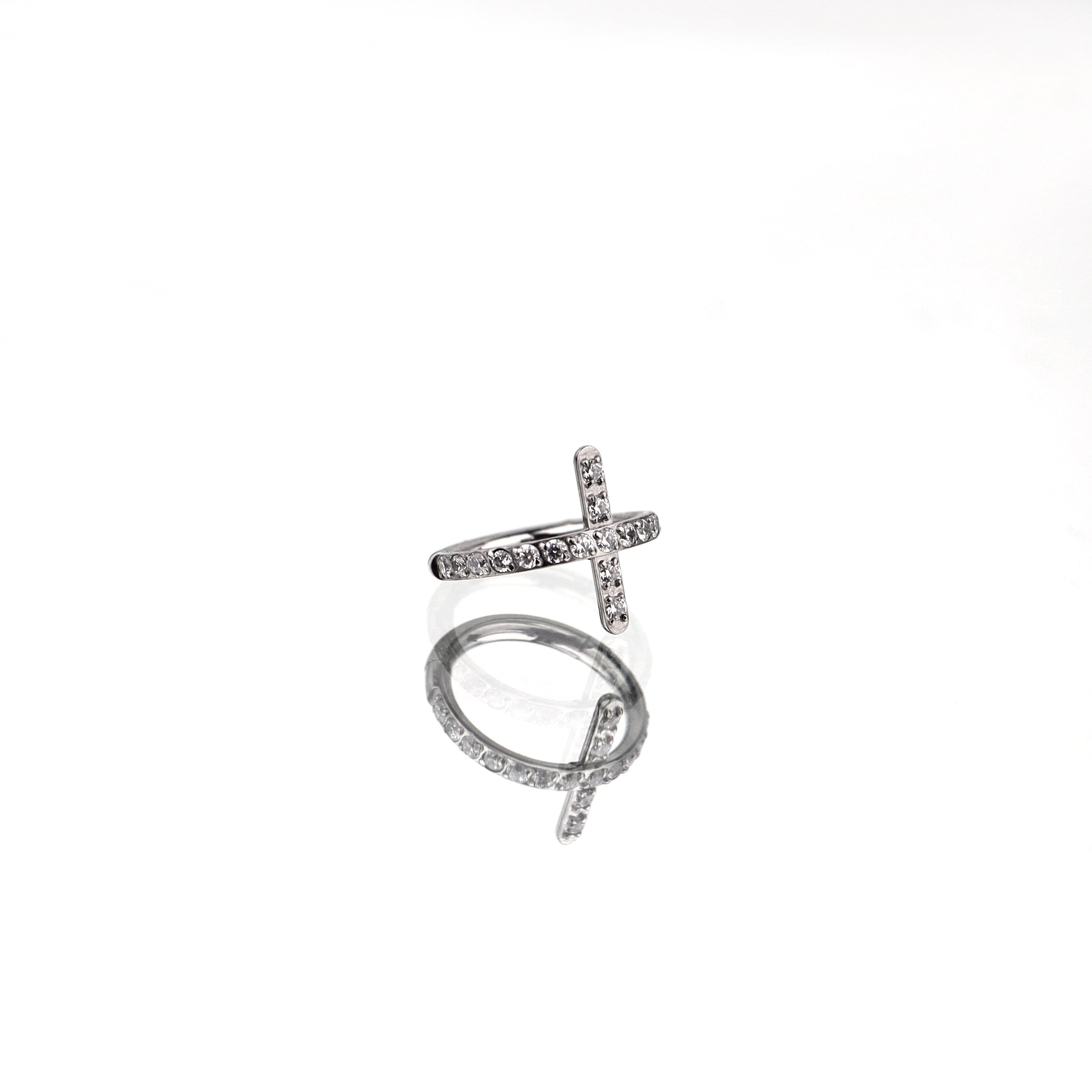 Cross CZ Titanium Clicker Nose Hoop