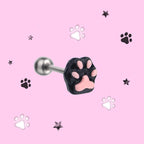 Resin Pink & Black Paw Print tongue stud