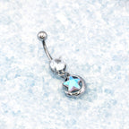 Star-Moon CZ Dangle Belly Ring