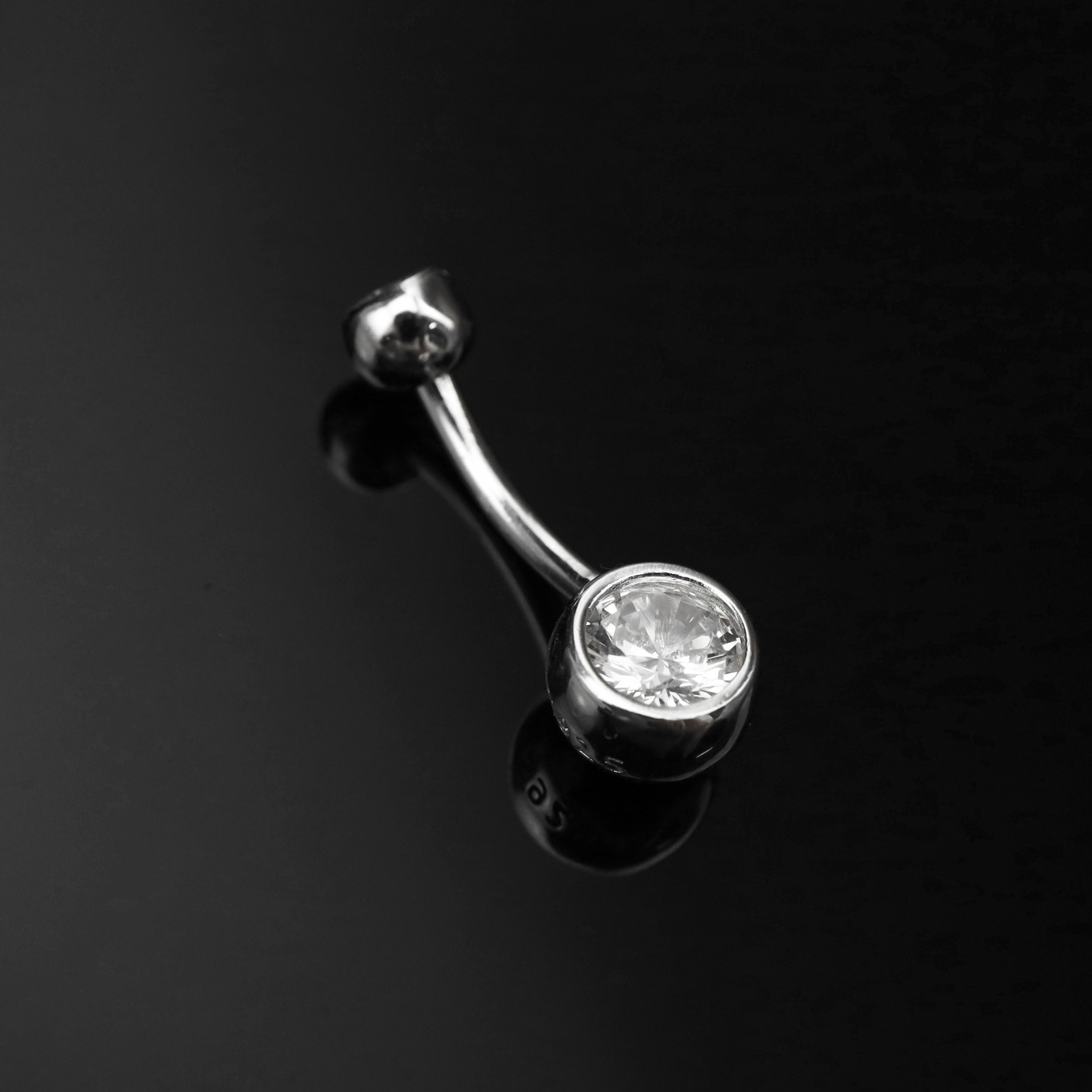Double Gem CZ S925 Sterling Silver Belly Ring