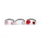 Rose CZ Internally Threaded Horseshoe Ring