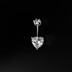 Heart-shaped CZ S925 Sterling Silver Belly Ring