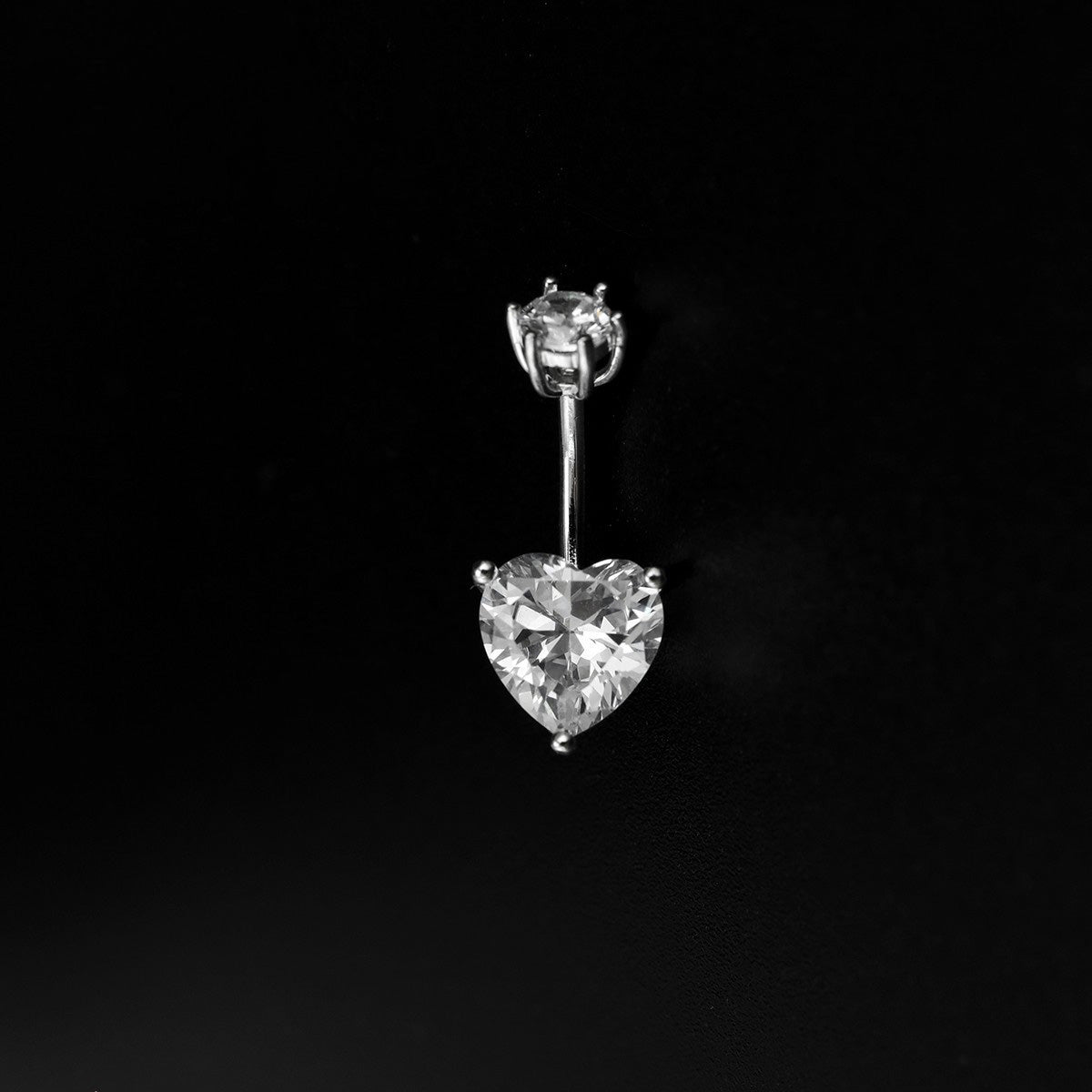 Heart-shaped CZ S925 Sterling Silver Belly Ring