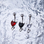 Devil Heart CZ stainless steel Belly Ring