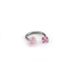 Rose CZ Internally Threaded Horseshoe Ring