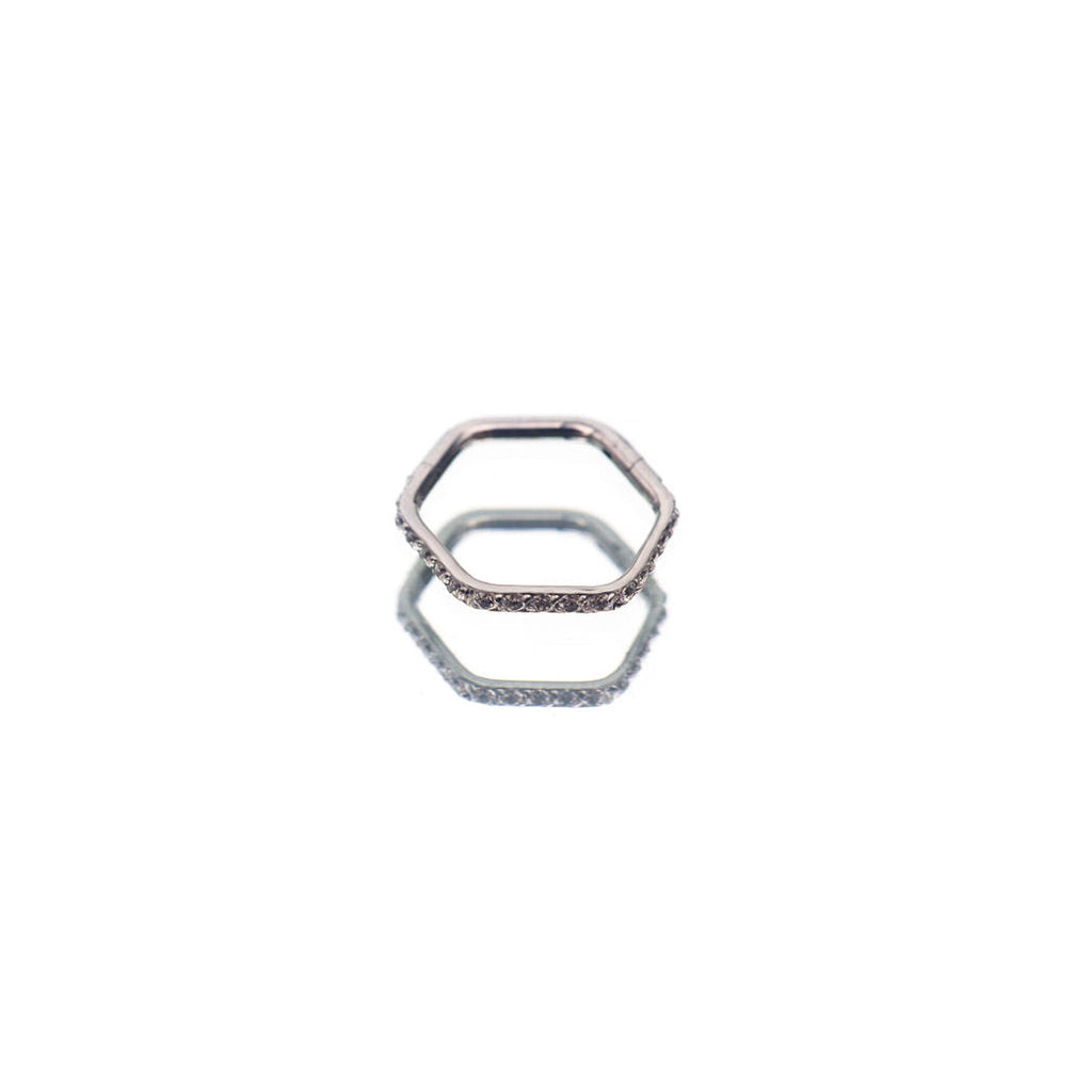 Hexagon CZ Stainless Steel CZ Ring