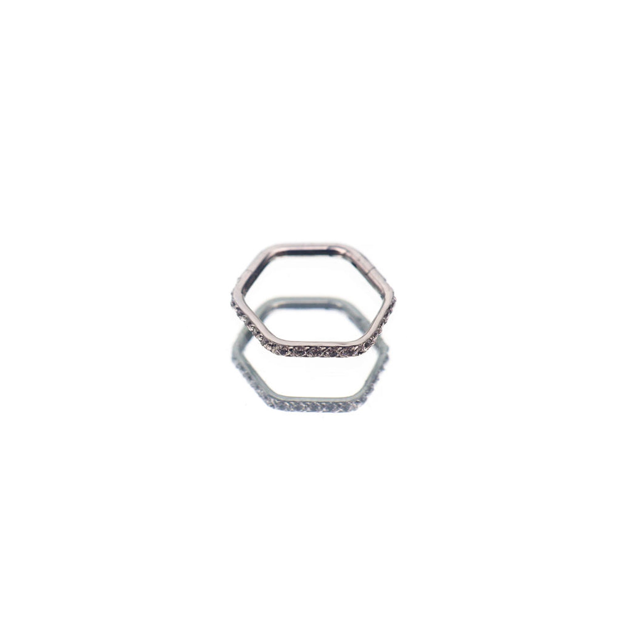 Hexagon CZ Stainless Steel CZ Ring