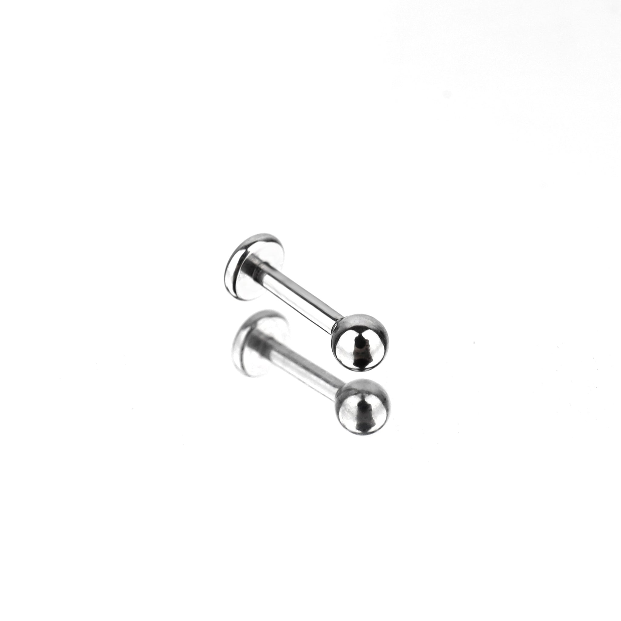 PAIR OF Comfort Fit External Thread Stainless Steel Labret Stud