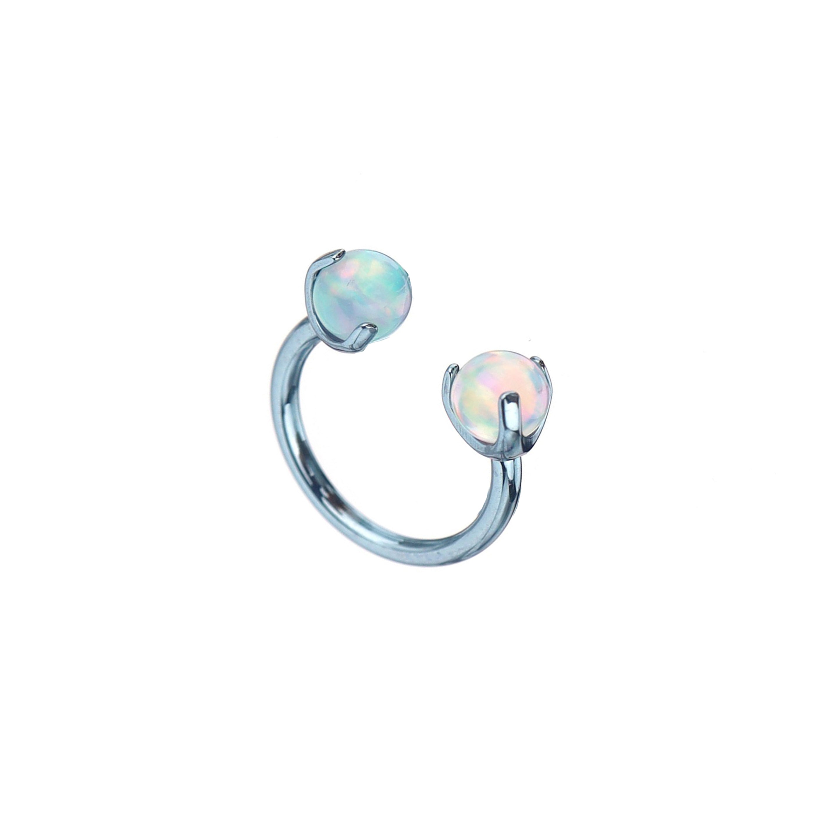Opal Internally Threaded Titanium Horseshoe Ring