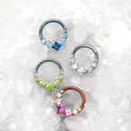 Square-Shaped Rainbow CZ Titanium Segment Hoop