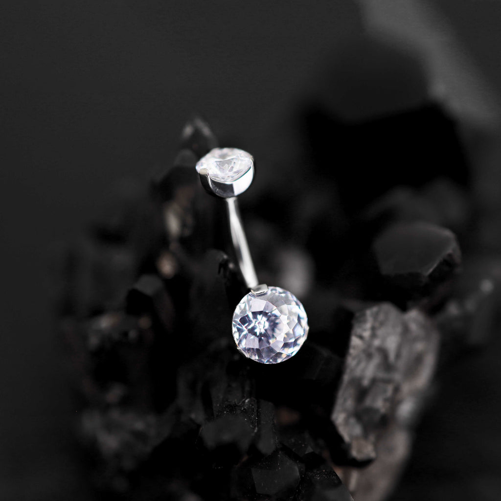 High Shine CZ Titanium Belly Ring
