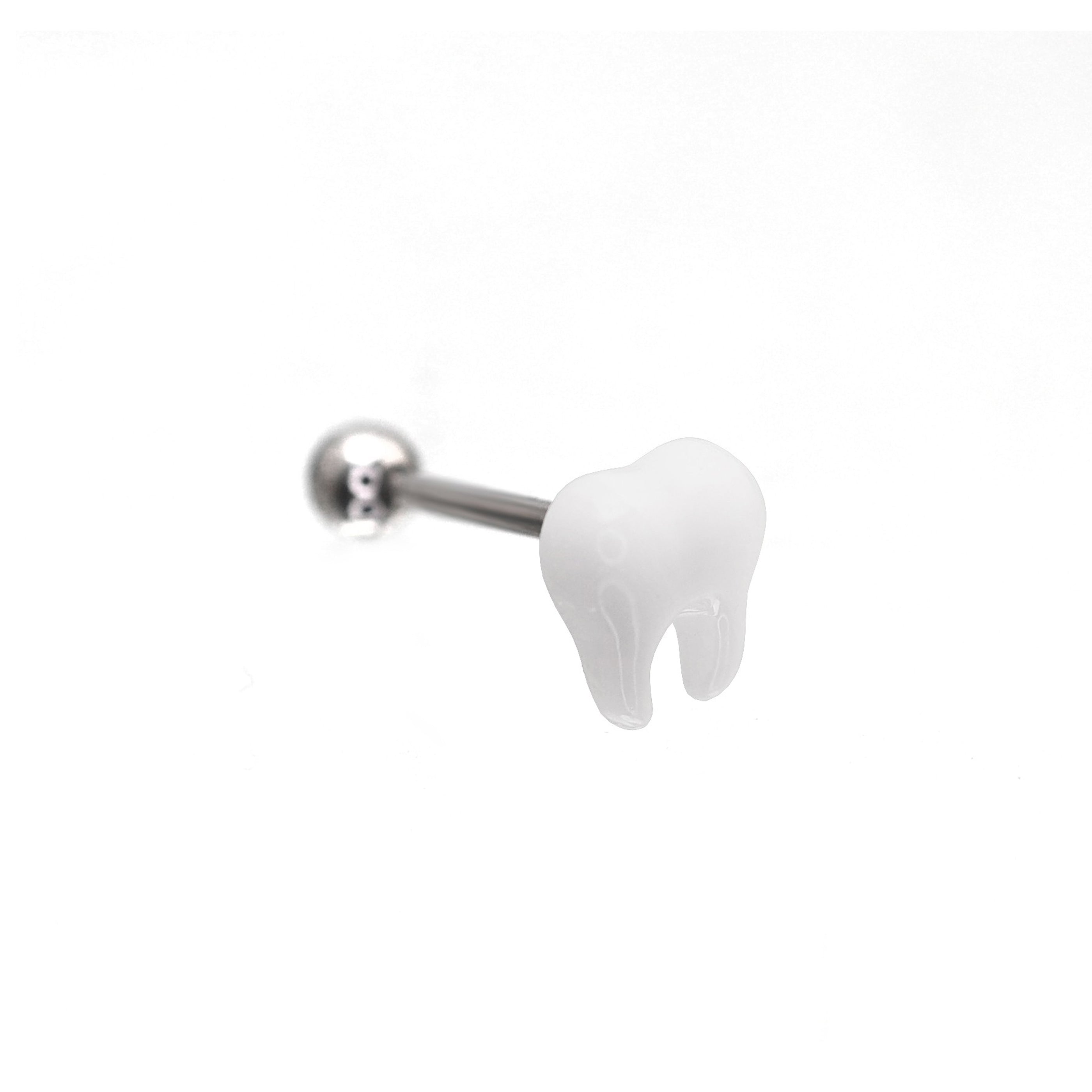 Resin White Tooth Design stainless steel tongue stud