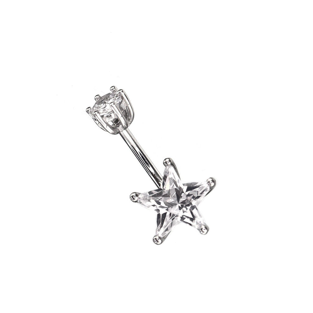 Pentagram CZ S925 Sterling Silver Belly Ring