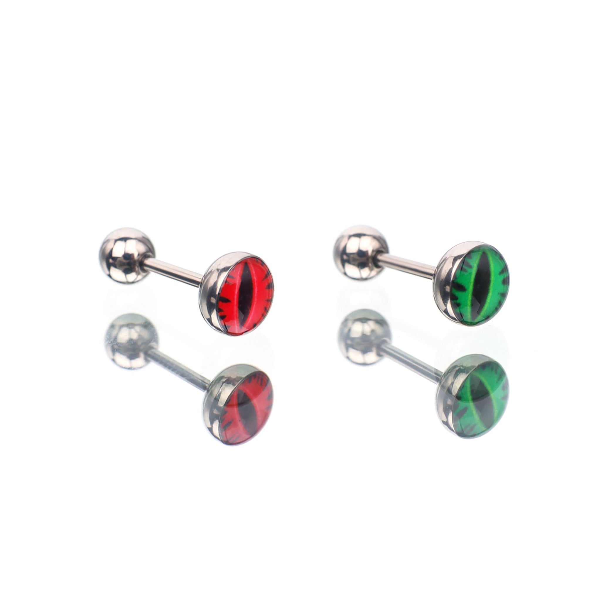 Red & Green Resin Oil Slick Evil Eye Stainless Steel Ear Studs