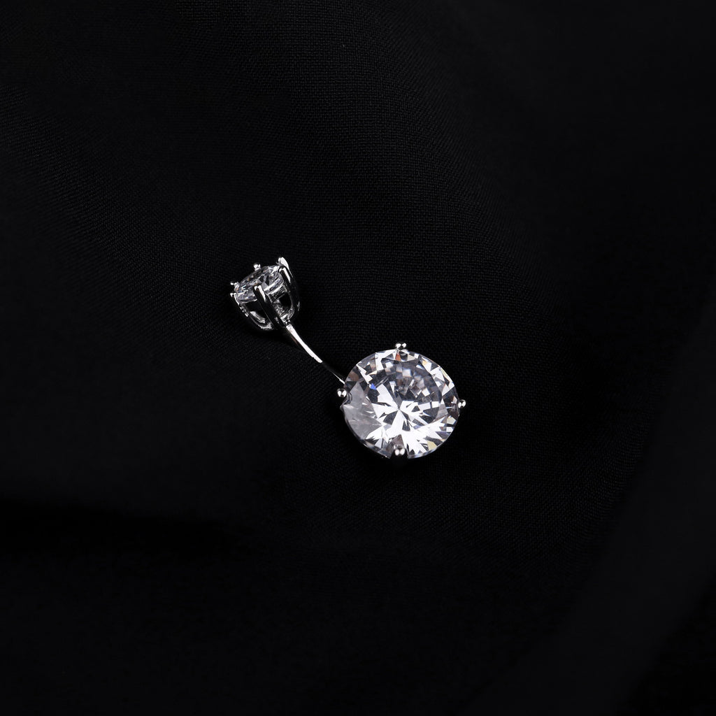 Round CZ S925 Sterling Silver Belly Ring