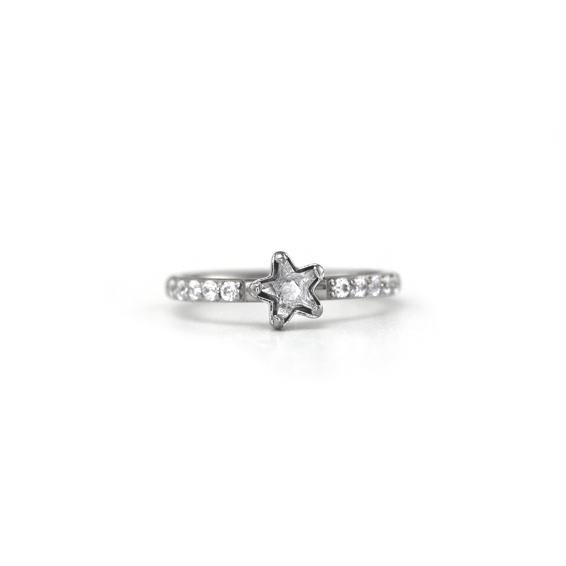 Star Halo CZ stainless steel Clicker Ring