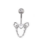 Heart-shaped CZ bow tie Dangle Belly Ring