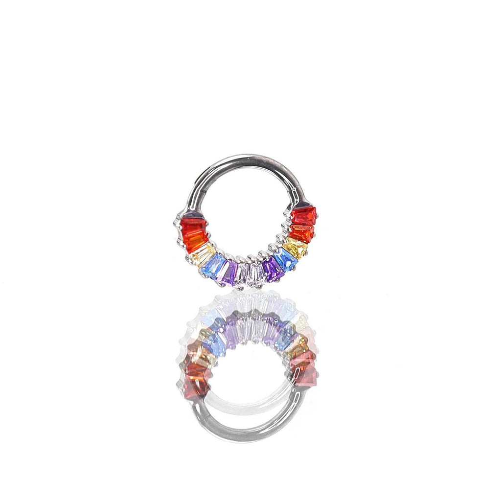 16G Rainbow CZ Titanium Segment Hoop