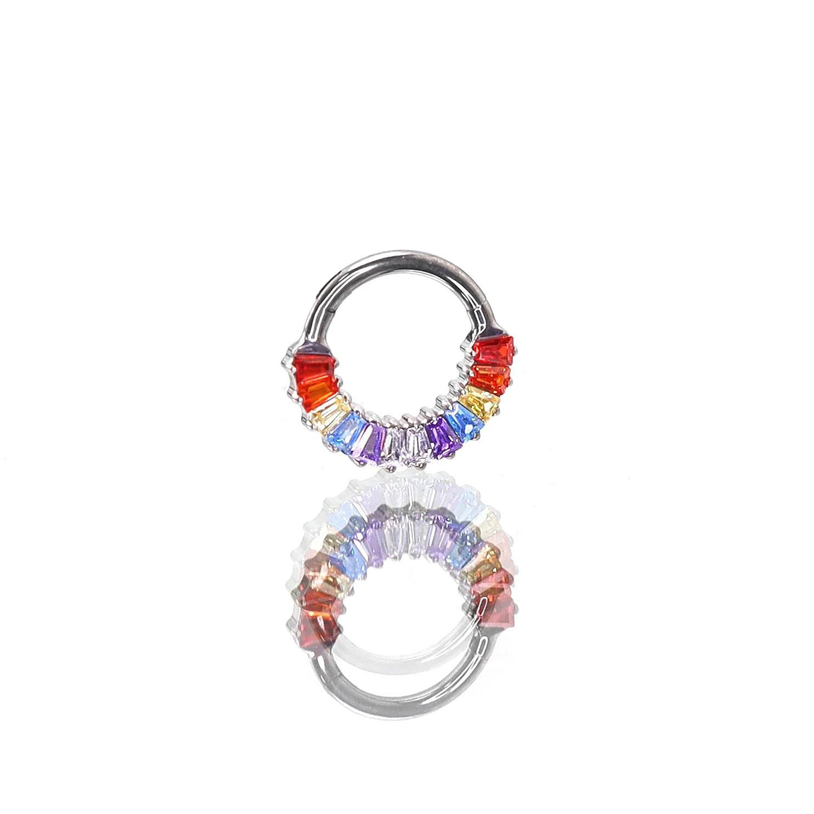 16G Rainbow CZ Titanium Segment Hoop