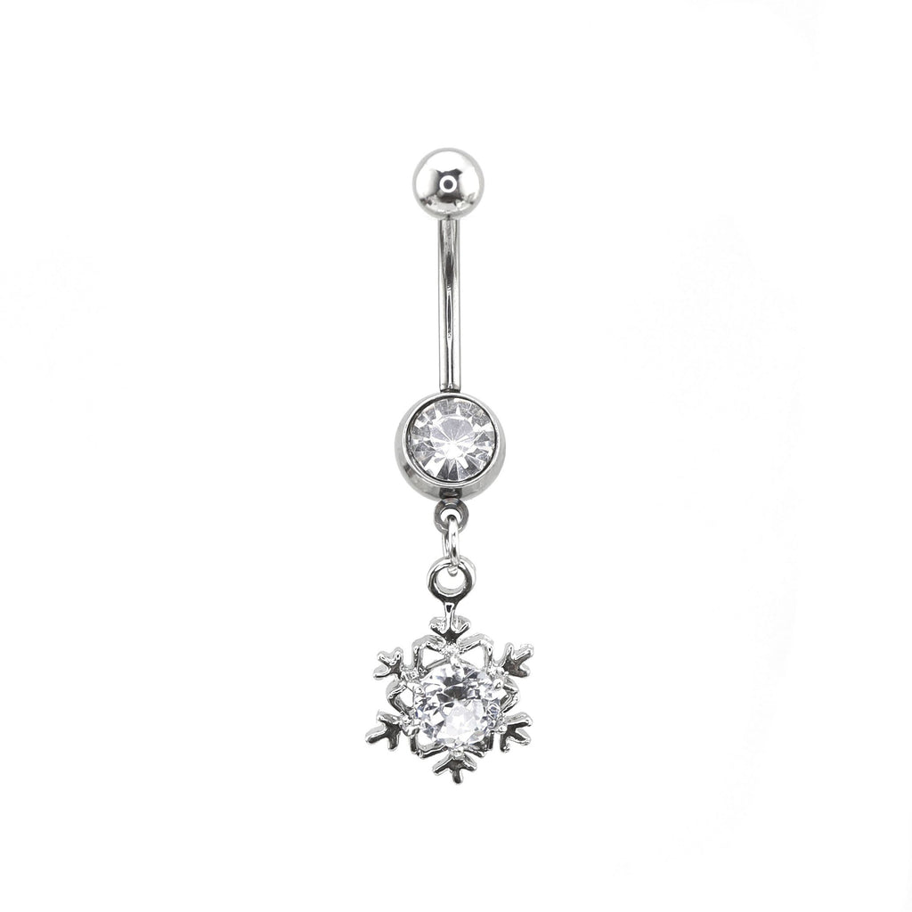 Snowflake CZ Dangle stainless steel Belly Ring