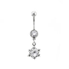 Snowflake CZ Dangle stainless steel Belly Ring
