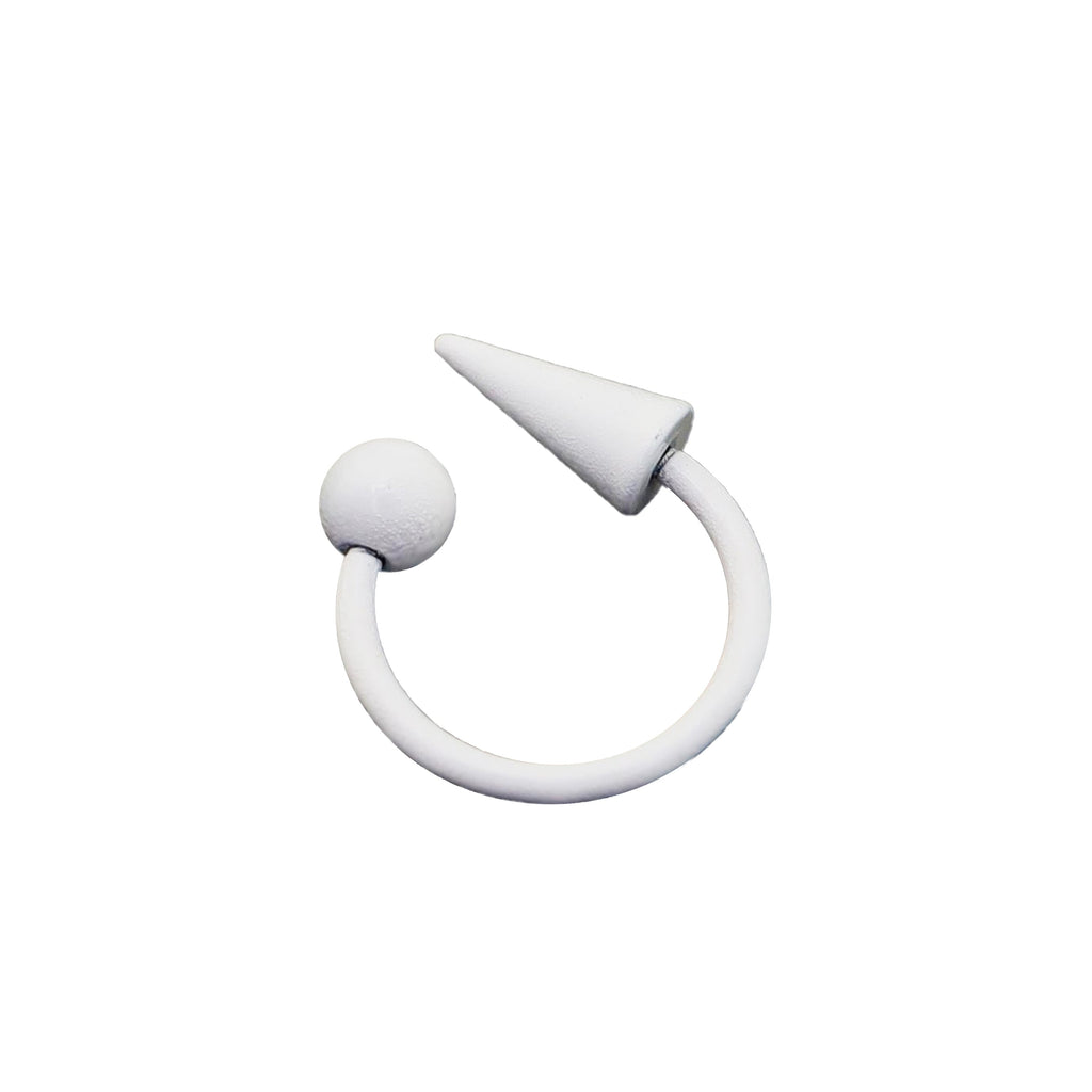 Pure White Tapered Orb Metal Horseshoe Ring