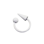 Pure White Tapered Orb Metal Horseshoe Ring